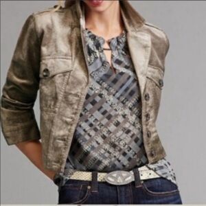 CAbi #3451 Graph Blouse Tank Gray Ruffle Neck Sm